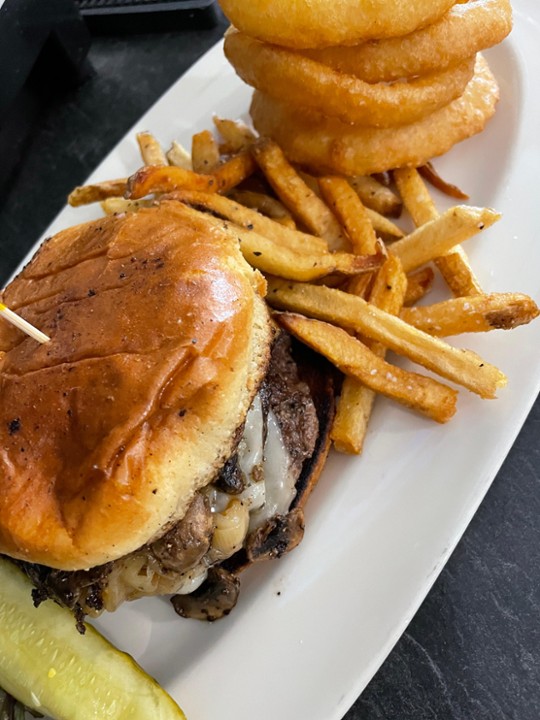 Mushroom Swiss Smoosh Burger