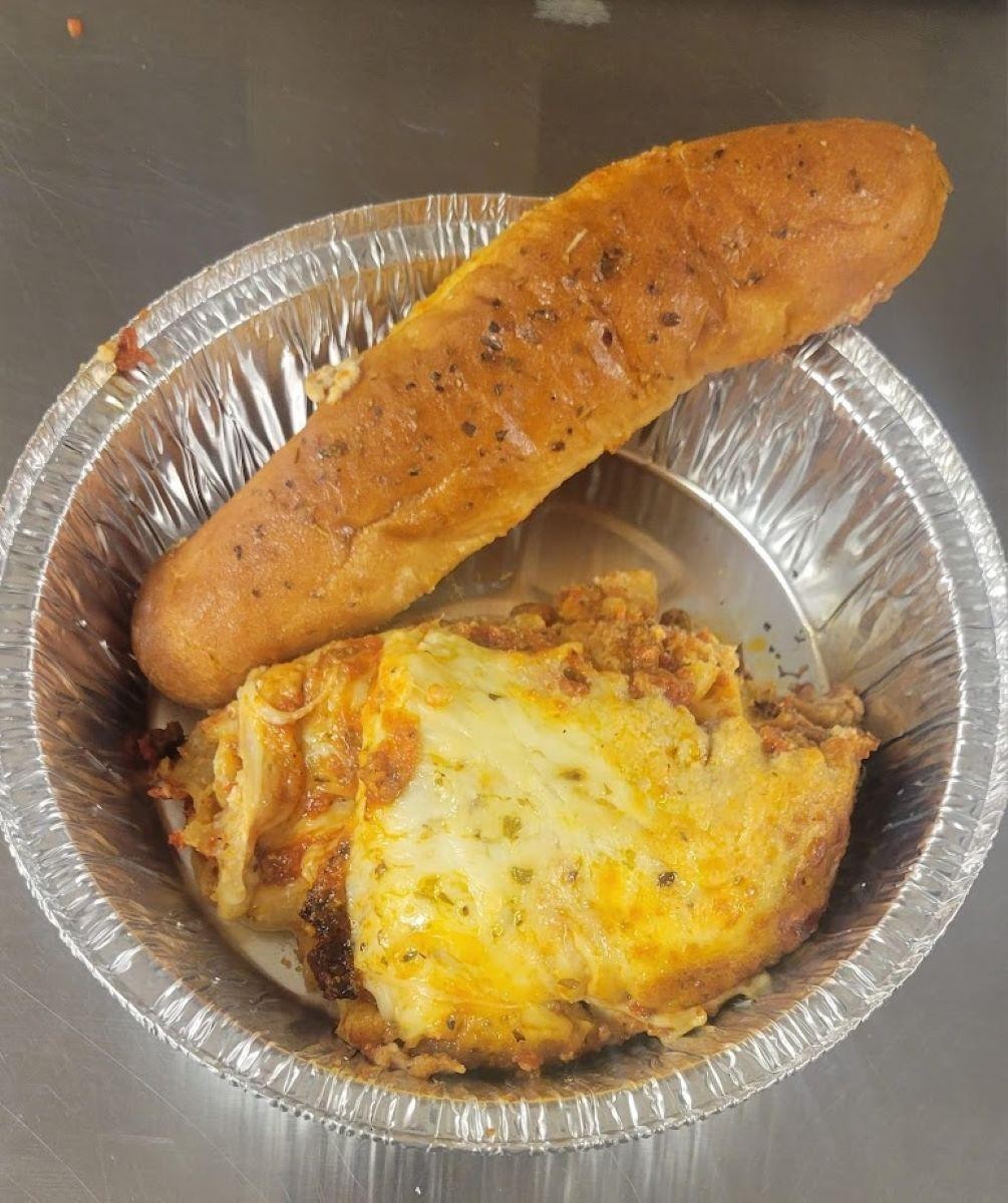 Lasagna and Garlic Bread stick