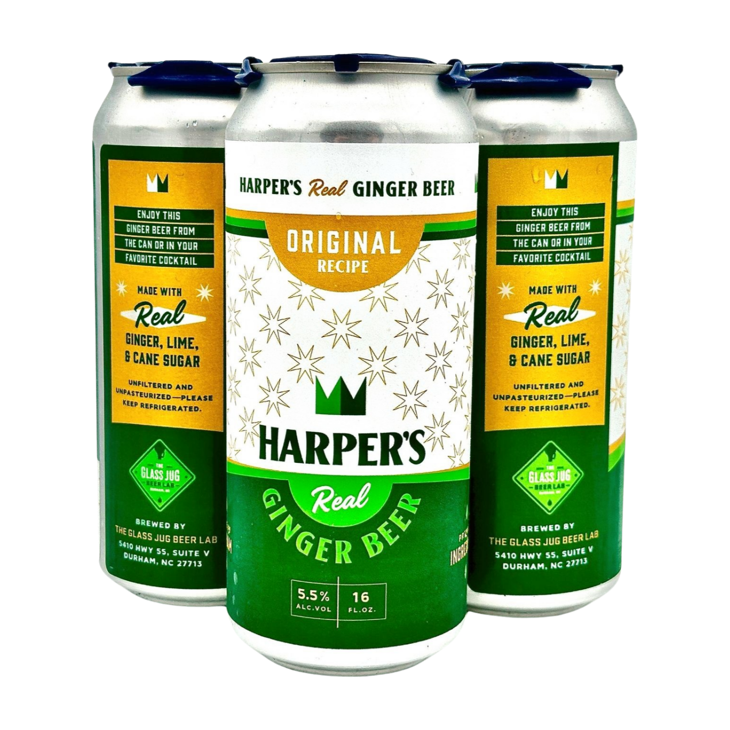 Harper's, Original Ginger, 16 oz cans, 4 pack
