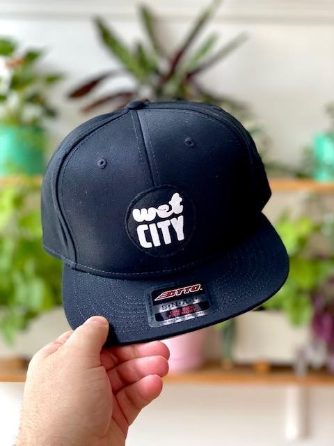 Wet City Black Snap Back Hat