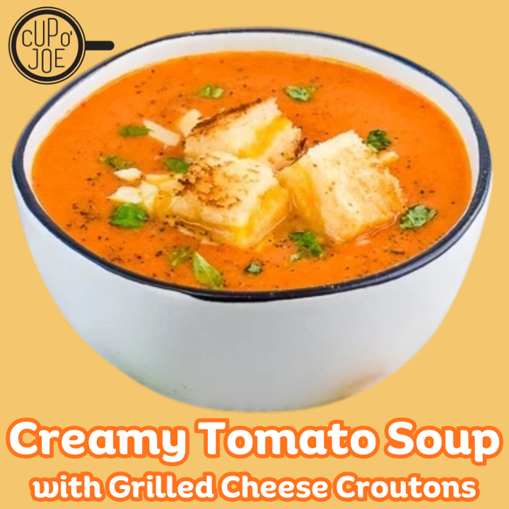 Creamy Tomato Soup with Grilled Cheese Croutons (HOT) GF