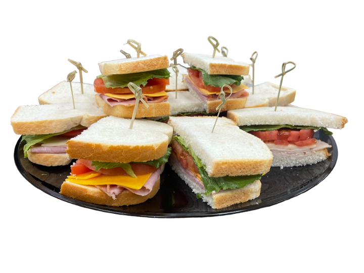 12  (24 halves) Full Size Sandwich Platter (MIN 24 HR NOTICE) - 6 Ham & American and 6 Turkey & Monterey Jack