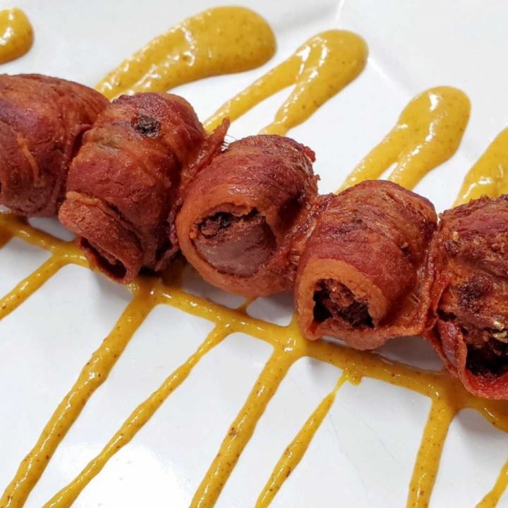 Bacon Wrapped Brat Bites