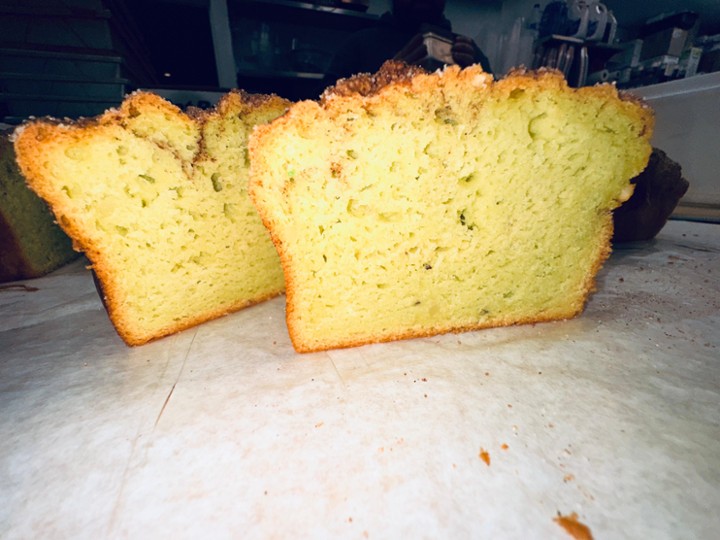 Slice of GF/DF Pistachio Bread