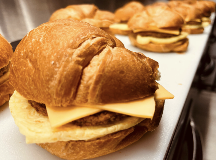 Sausage, Egg and Cheese on a Croissant