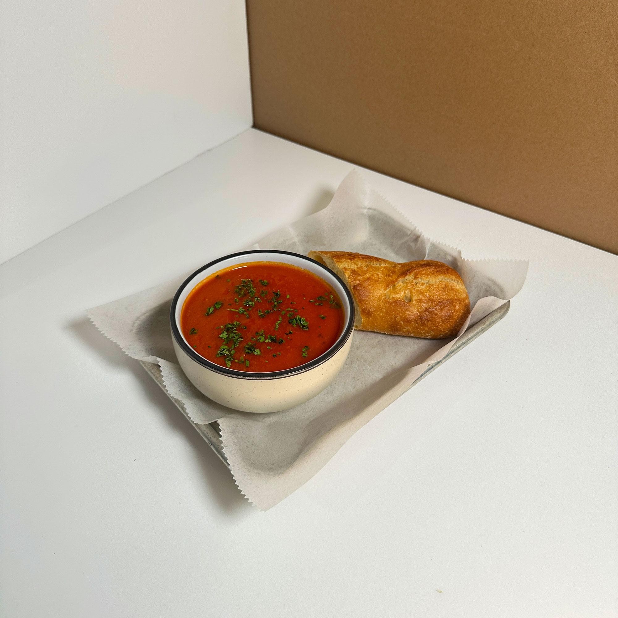 tomato soup with baguette