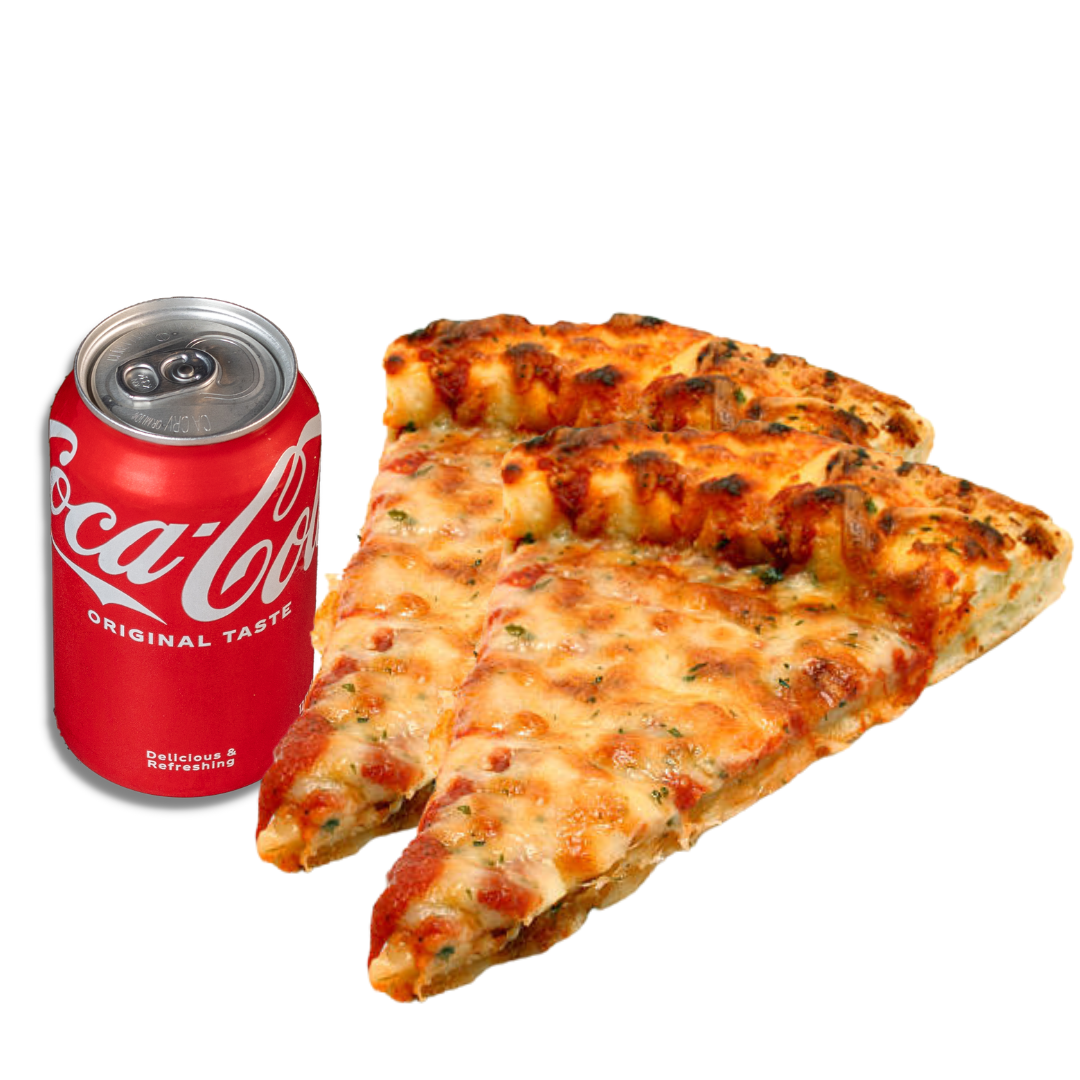 Two Plain Pizza With Soda