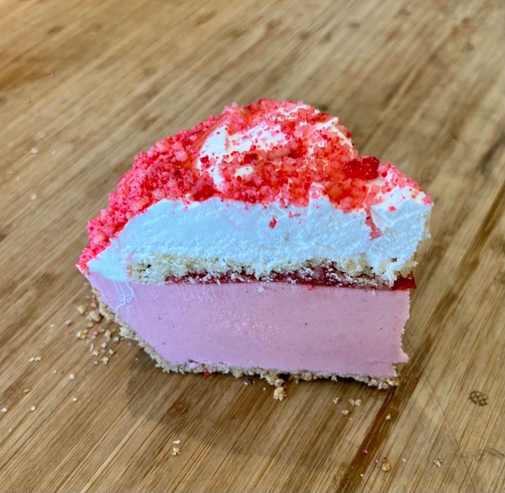 Slice of Strawberry Shortcake Softserve Pie (Vegan)