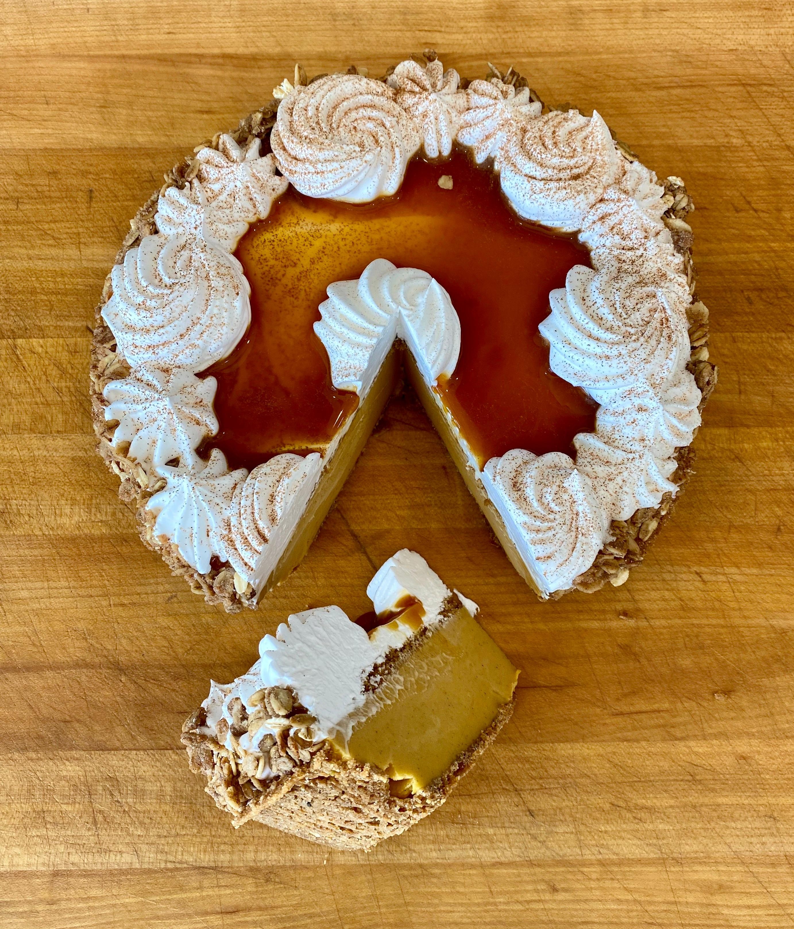 Whole Salted Caramel Pumpkin Softserve Pie (Vegan)