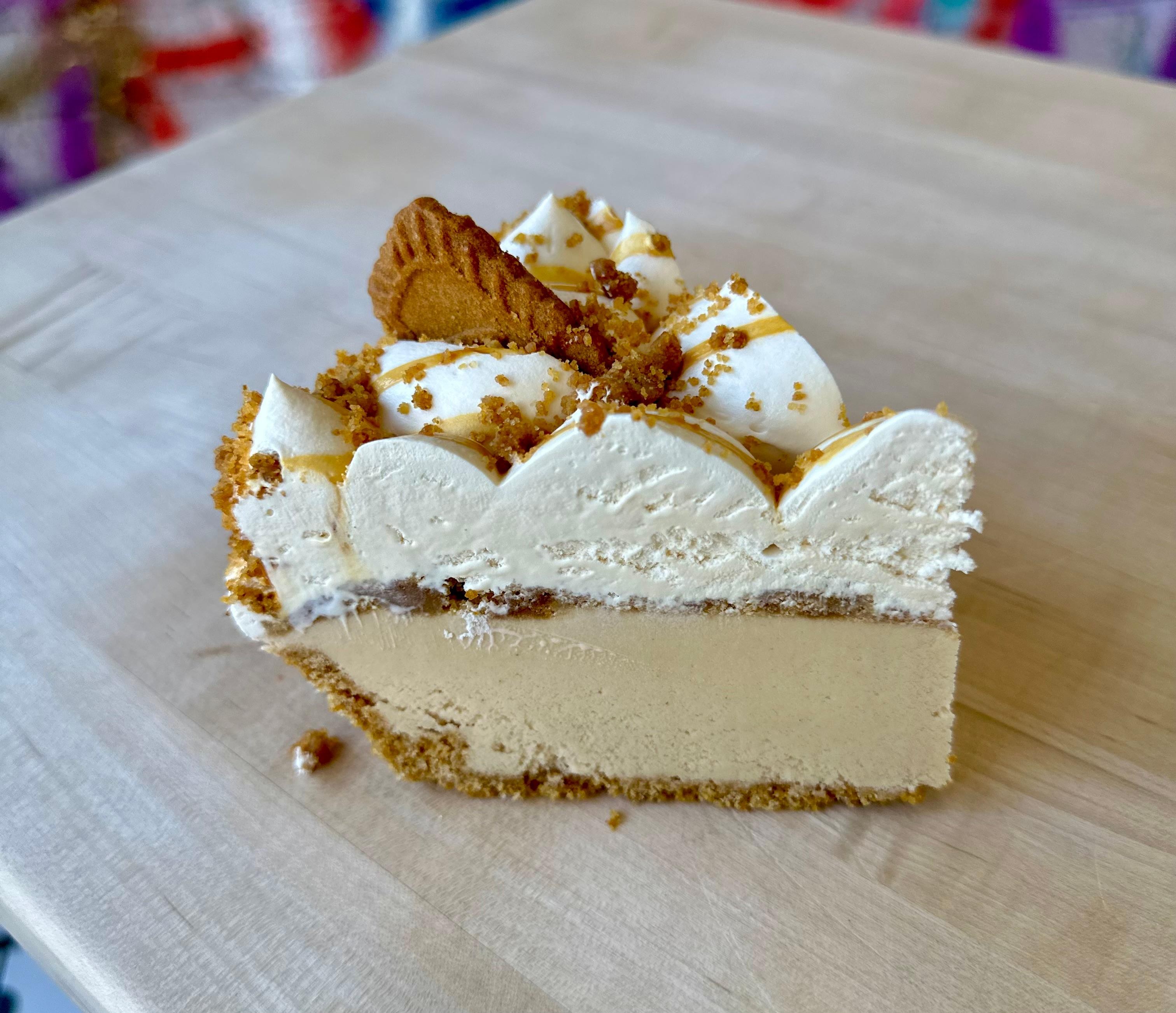 Slice of Cookie Butter Softserve Pie ( Vegan)