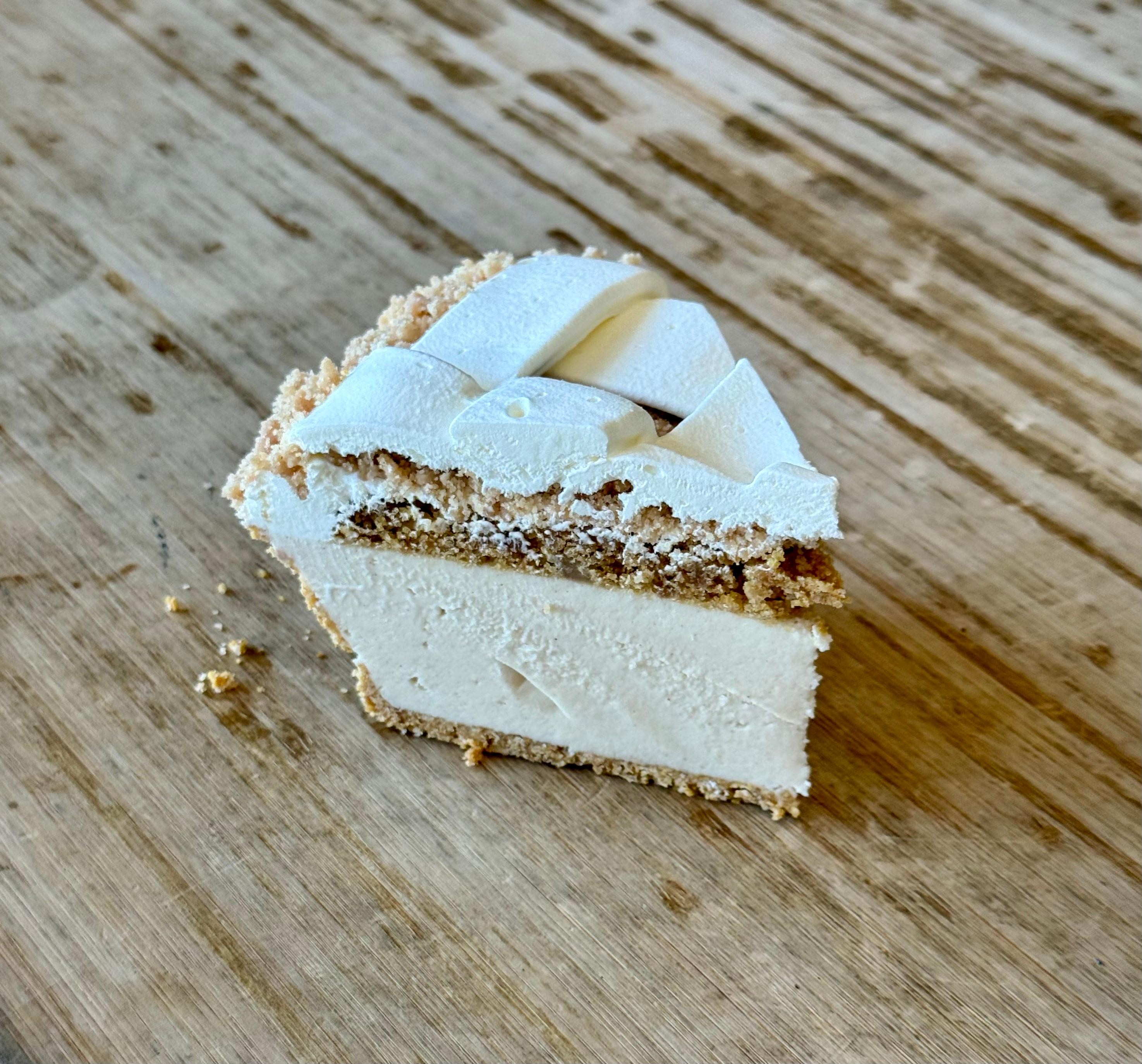 Slice of Brown Sugar Apple Crumble Softserve Pie (Vegan)