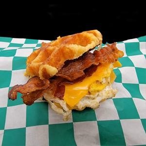 Waffle Bacon Egg and Cheese