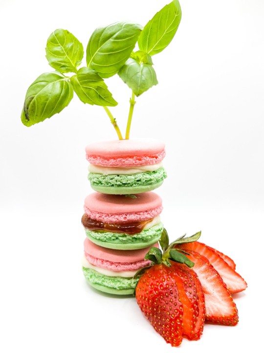 Strawberry Basil Macaron