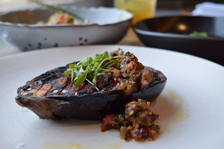 Charred Eggplant and Salata Hara