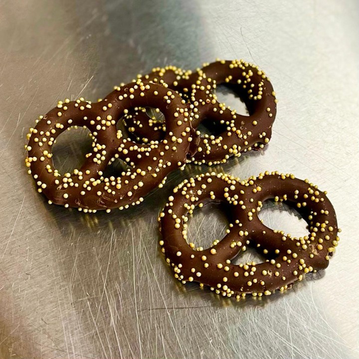 Gold Pearl Chocolate Covered Pretzels - 8ct Box
