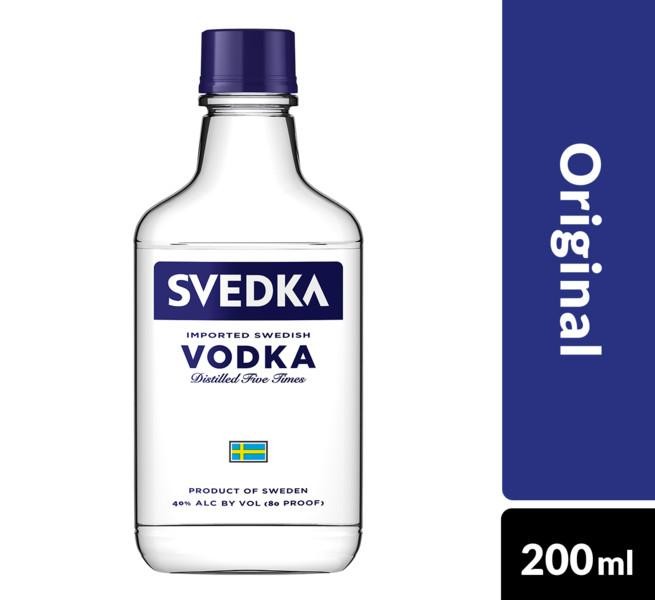 SVEDKA Vodka, 200 ML Plastic Bottle, 80 Proof