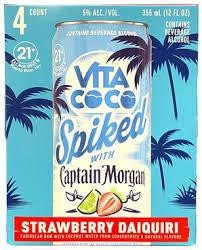 VIta Coco Spiked with Captain Morgan Strawberry Daiquiri Cocktail Cans (12 oz x 4 ct)