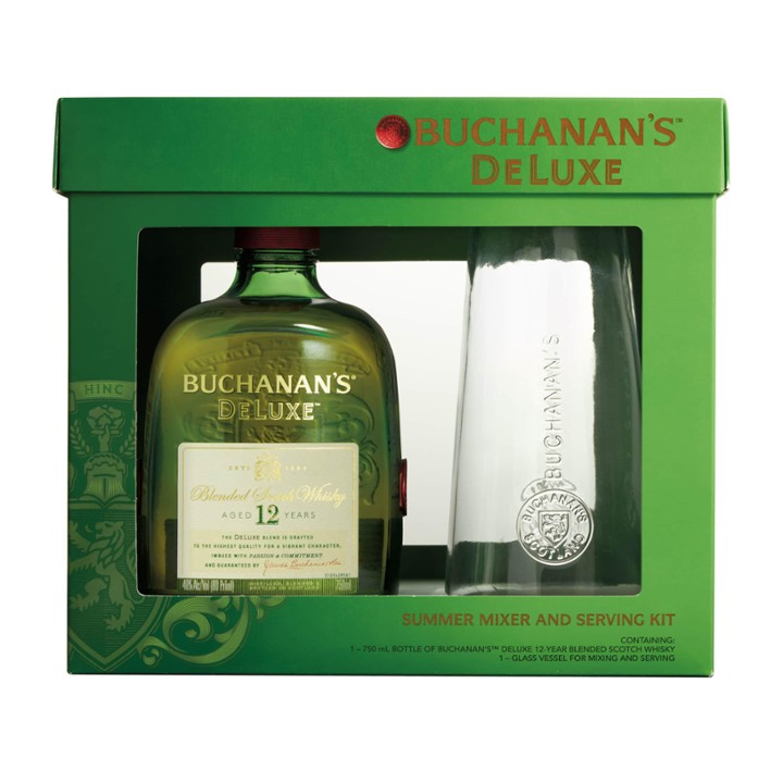 Buchanan's DeLuxe Aged 12 Years Blended Scotch Whisky, 750 ML Bottle with a Branded Carafe Whisky Whiskey - 750ml Bottle