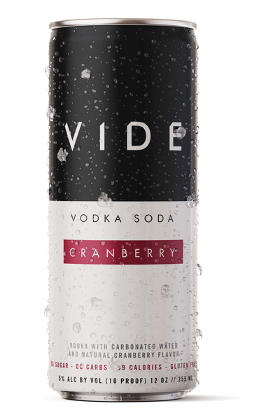 VIDE Cranberry Vodka Soda Fruit Cocktail Ready-to-drink - 4x 12oz Cans