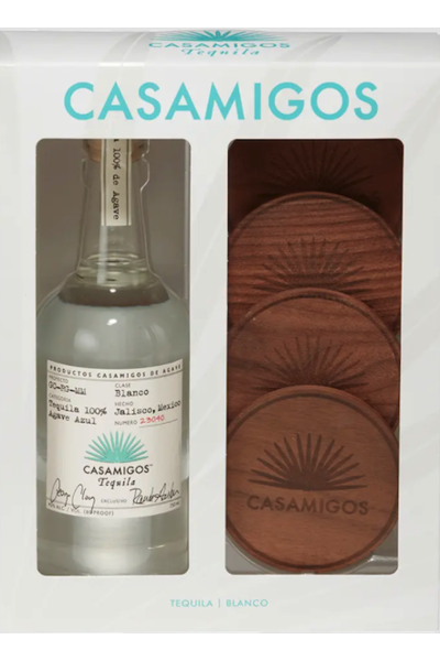 Casamigos Blanco Tequila Gift Set with Coasters Silver - 750ml Bottle