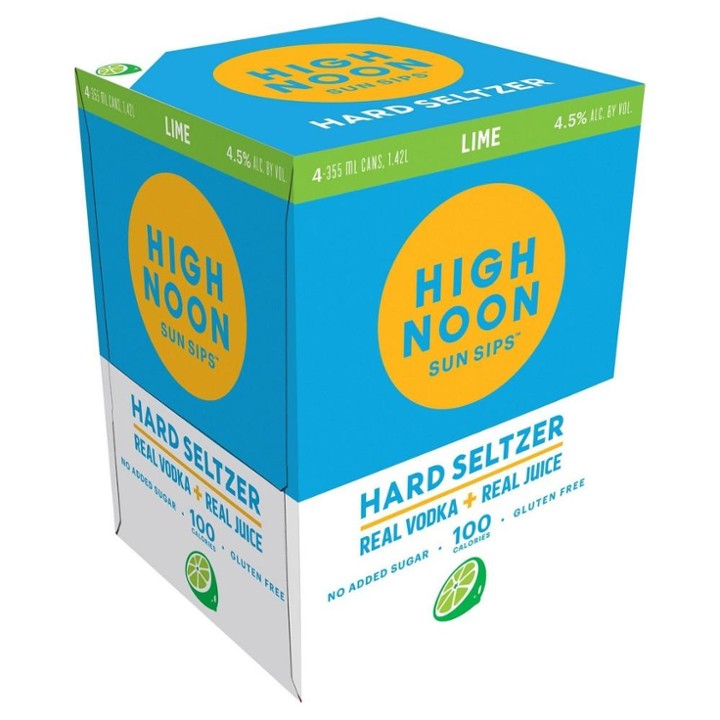 High Noon Lime Vodka Hard Seltzer Ready-to-drink - 4x 12oz Cans