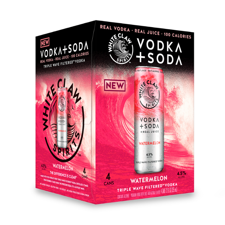 White Claw Spirits Vodka + Soda Watermelon Ready-to-drink - 4x 12oz Cans