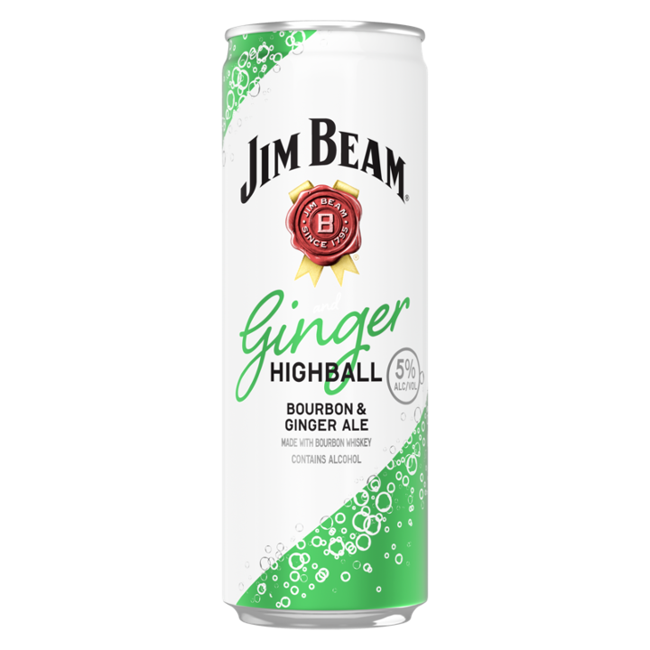 Jim Beam Ginger Highball Cocktail Ready-to-Drink - 4x 355ml Cans