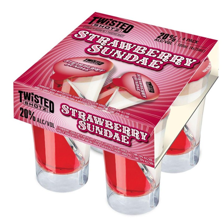 Twisted Shotz Strawberry Sundae Shots Ready-to-drink - 4x 25ml Bottles
