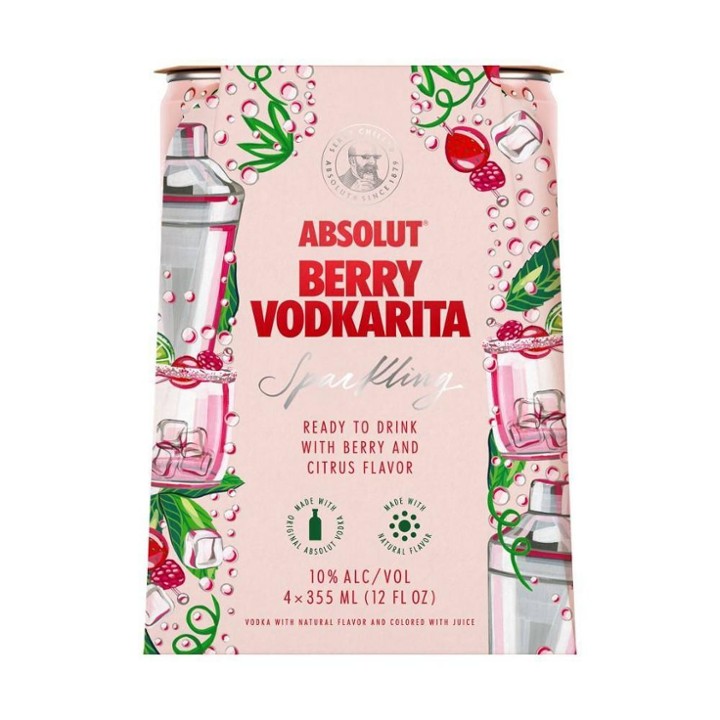 Absolut Cocktail Berry Vodkarita Fruit Ready-to-drink - 4x 355ml Cans