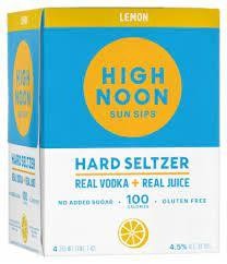 High Noon Sun Sips Gluten Free No Sugar Lemon Vodka Hard Seltzer Cans (12 oz x 4 ct)