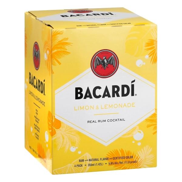 Bacardi Ready-to-Drink Lmon & Lemonade Fruit Cocktail - 4x 355ml Cans