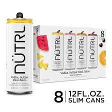 Nutrl Gluten Free Real Fruit Juice Variety Pack Vodka Hard Seltzer Cans (12 oz x 8 ct)