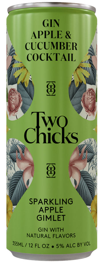 Two Chicks Sparkling Apple & Cucumber Gimlet Gin Cocktail Ready-to-drink - 4x 12oz Cans