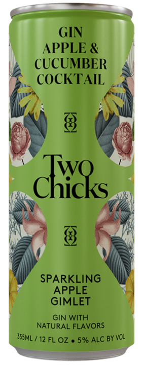 Two Chicks Sparkling Apple & Cucumber Gimlet Gin Cocktail Ready-to-drink - 4x 12oz Cans