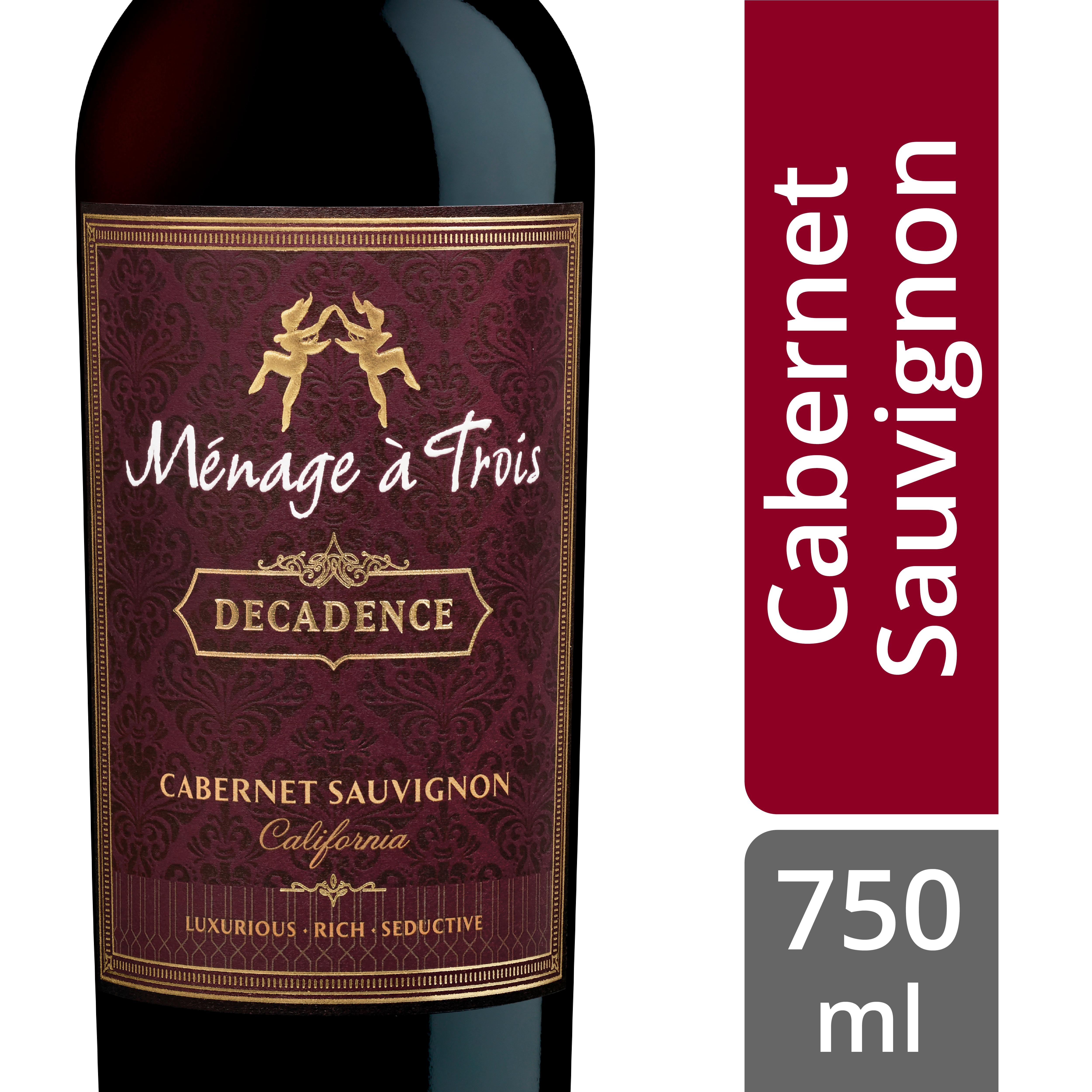 Menage a Menage a Trois Decadence Cabernet Sauvignon - Red Wine from California - 750ml Bottle