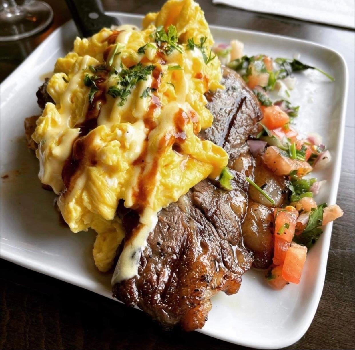 Taco Streets own Steak and Eggs
