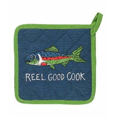 LazyOne Cotton Pot Holders  Cute Cooking Accessories for Home and Kitchen  Fishing  Bass  Fisherman (Asleep at the Reel  ONE SIZE)