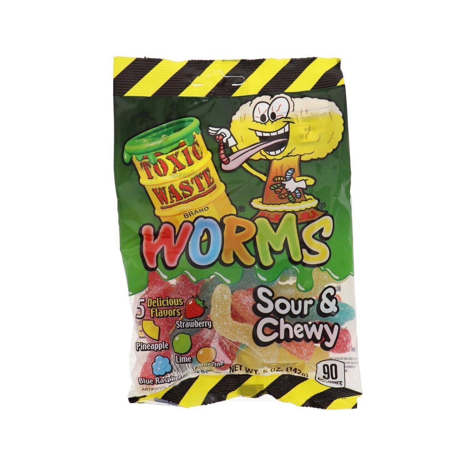 Toxic Waste Peg Worm Sour Chewy Candy