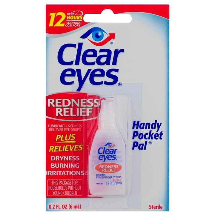 Clear Eyes Redness Eye Relief Lubricant Eye Drops  Pocket Pal  0.2 Fl Oz