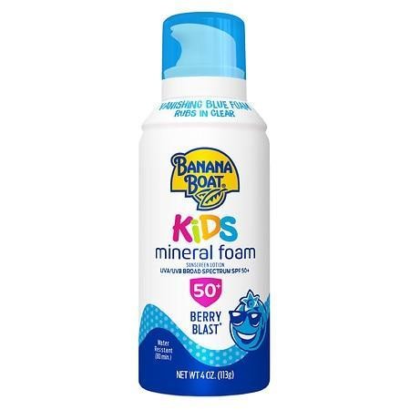 Banana Boat Kids Mineral Foam Sunscreen  Berry Blast  SPF 50  4 Oz