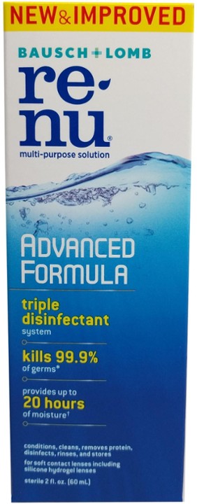 Renu Contact Lens Solution  Advanced Formula Triple Disinfectant Contact Cleaning Solution–from Bausch + Lomb – 2 Fl Oz (60 ML)