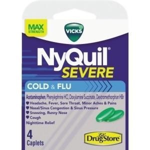 Vicks NyQuil Severe Max Strength Cold and Flu Acetaminophen Caplets for Nighttime Relief 4 Count - All