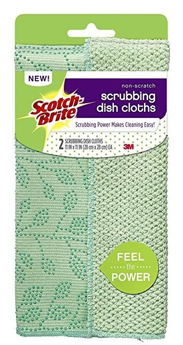 Scotch-Brite Non-Scratch Scrubbing Dish Cloths, 2 Count Green