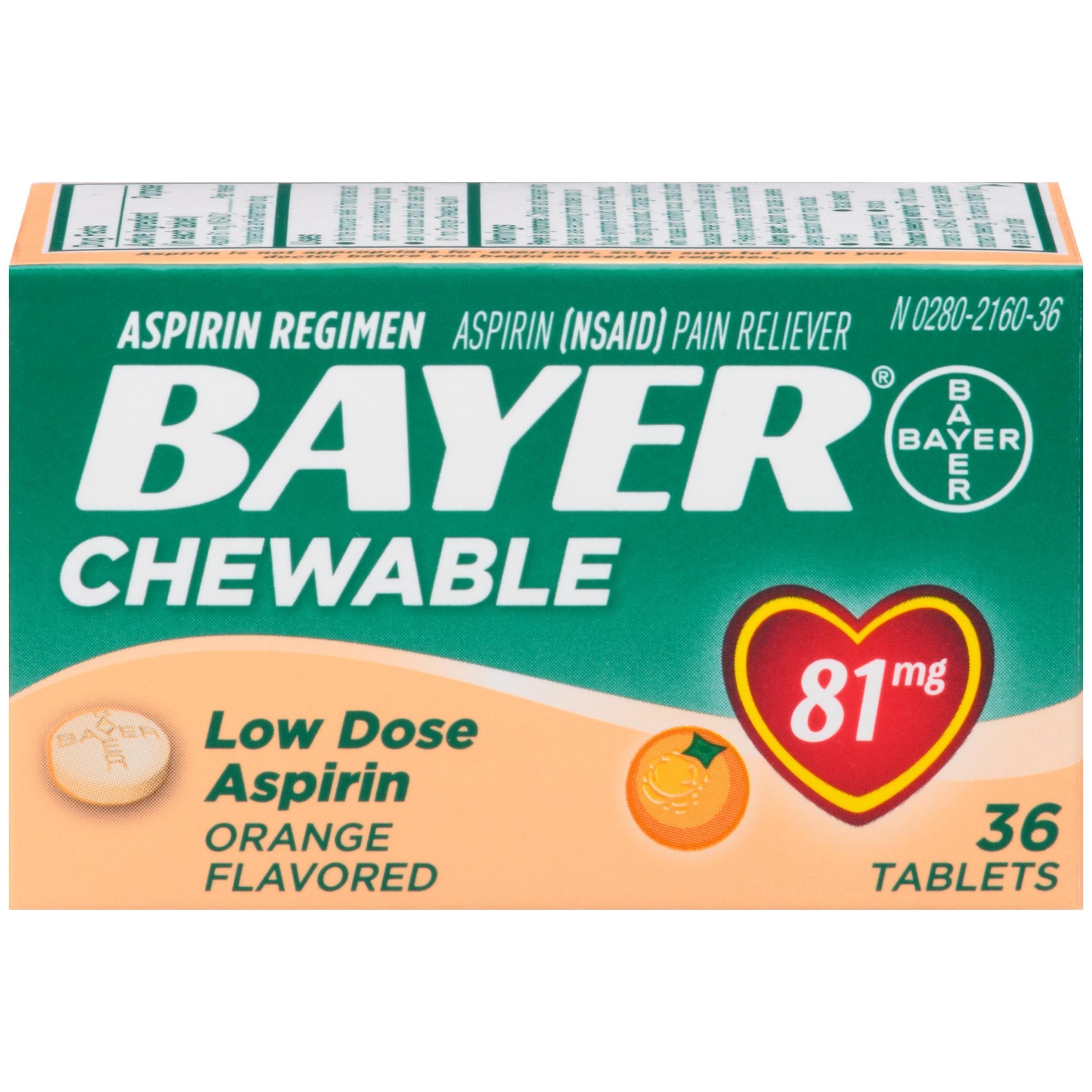 Bayer Aspirin, Low Dose, 81 Mg, Chewable, Tablets, Orange Flavored - 36 Ct