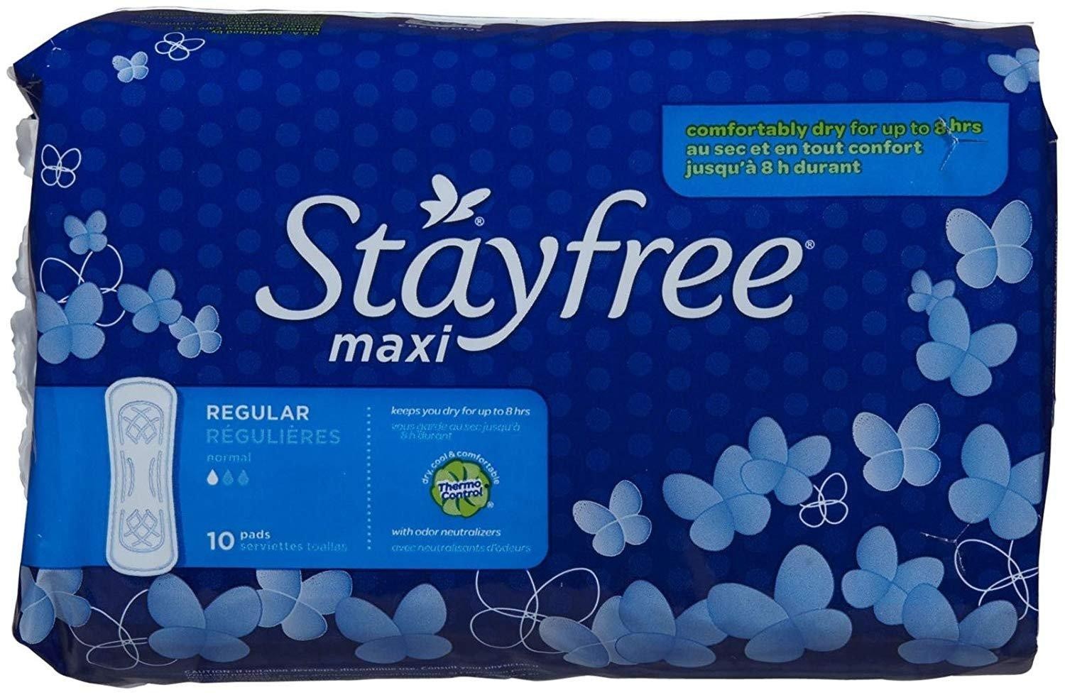 Stayfree Maxi Pads, Regular-10 Ct