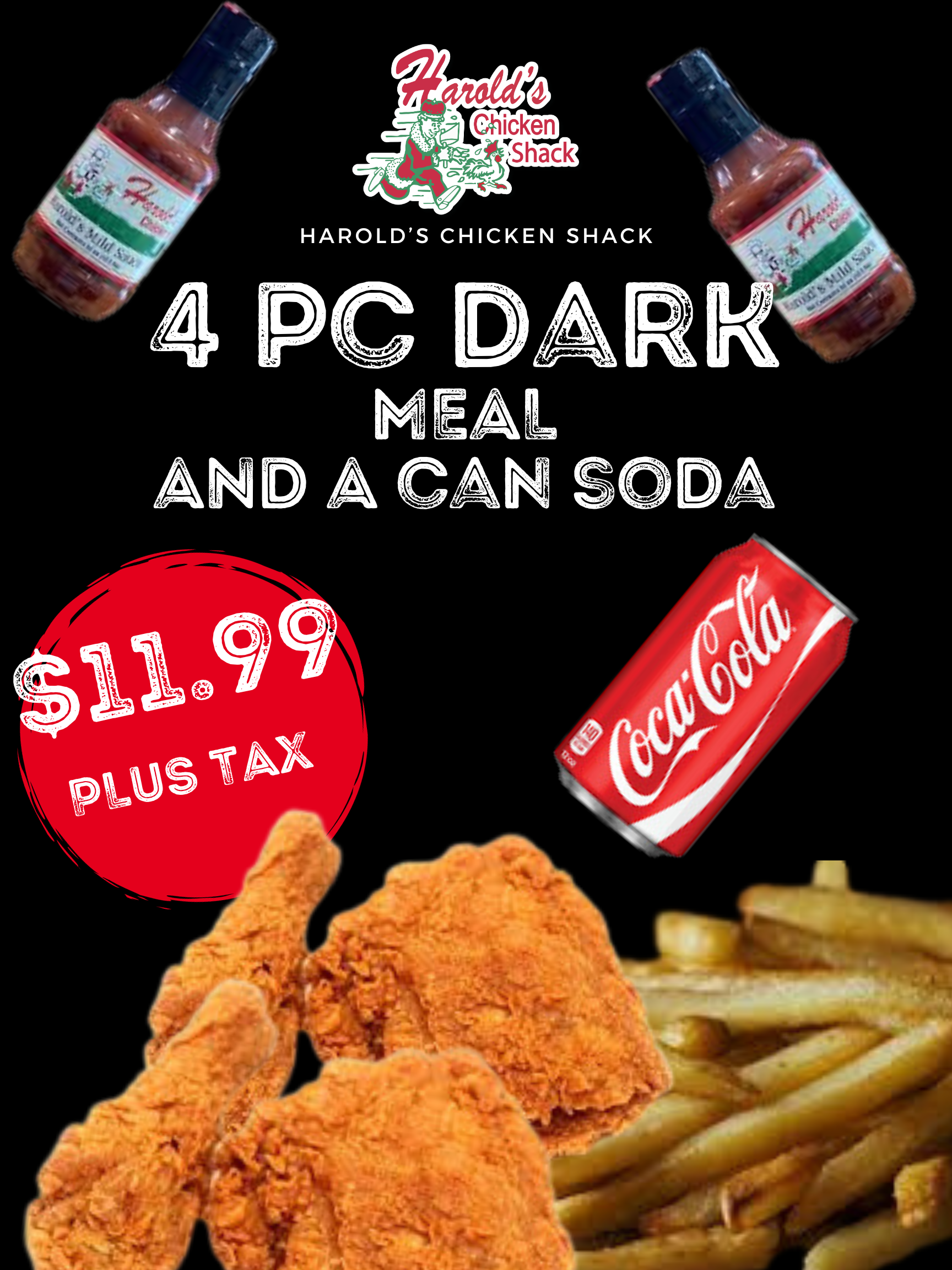 4 PIECE DARK WITH FRIES AND CAN SODA