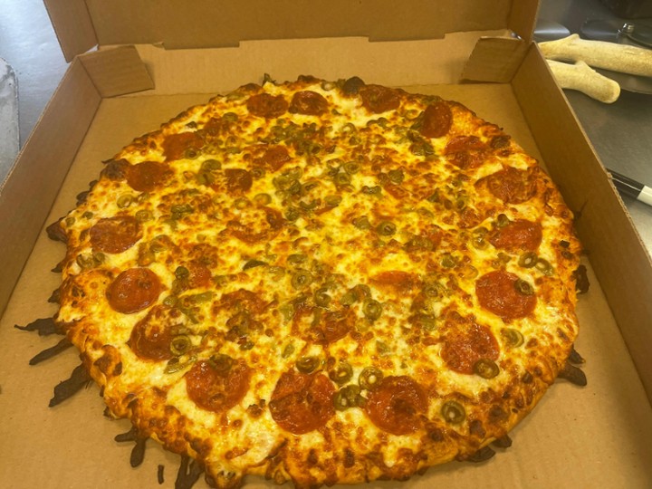 Pepperoni & Green Olives Pizza