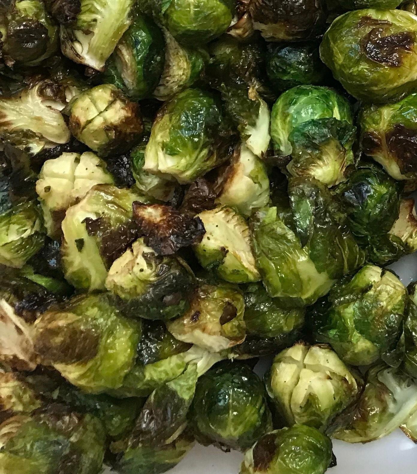 Roasted Brussels Sprouts with Lardons and Golden Raisins