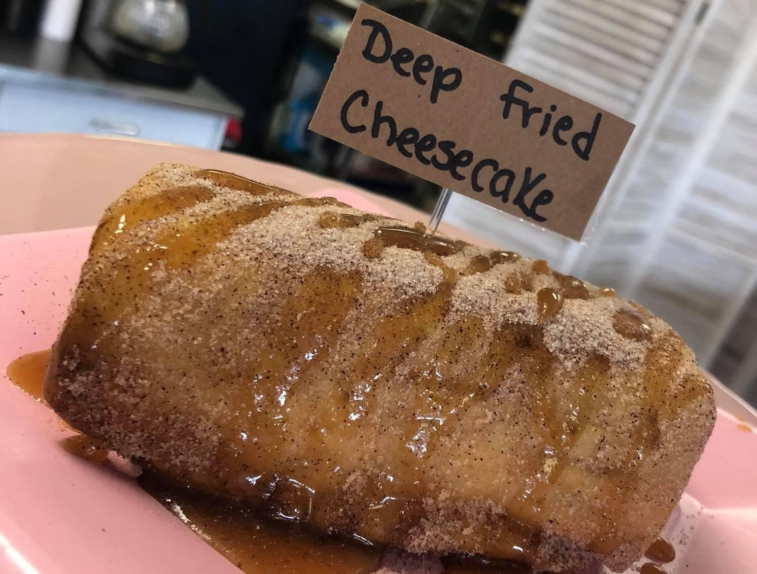 Deep Fried Cheesecake (online) Topped with CARAMEL