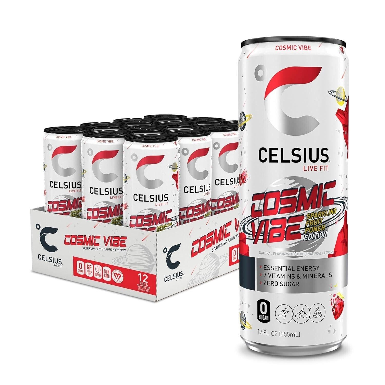 CELSIUS Sparkling Cosmic Vibe  Functional Essential Energy Drink 12 Fl Oz Single Can
